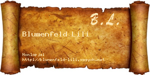 Blumenfeld Lili névjegykártya